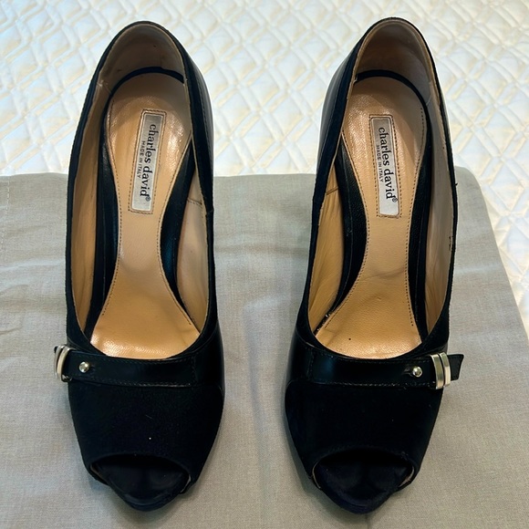 Charles David made in Italy with hidden Platform in Black Leather & Suede - Picture 5 of 13